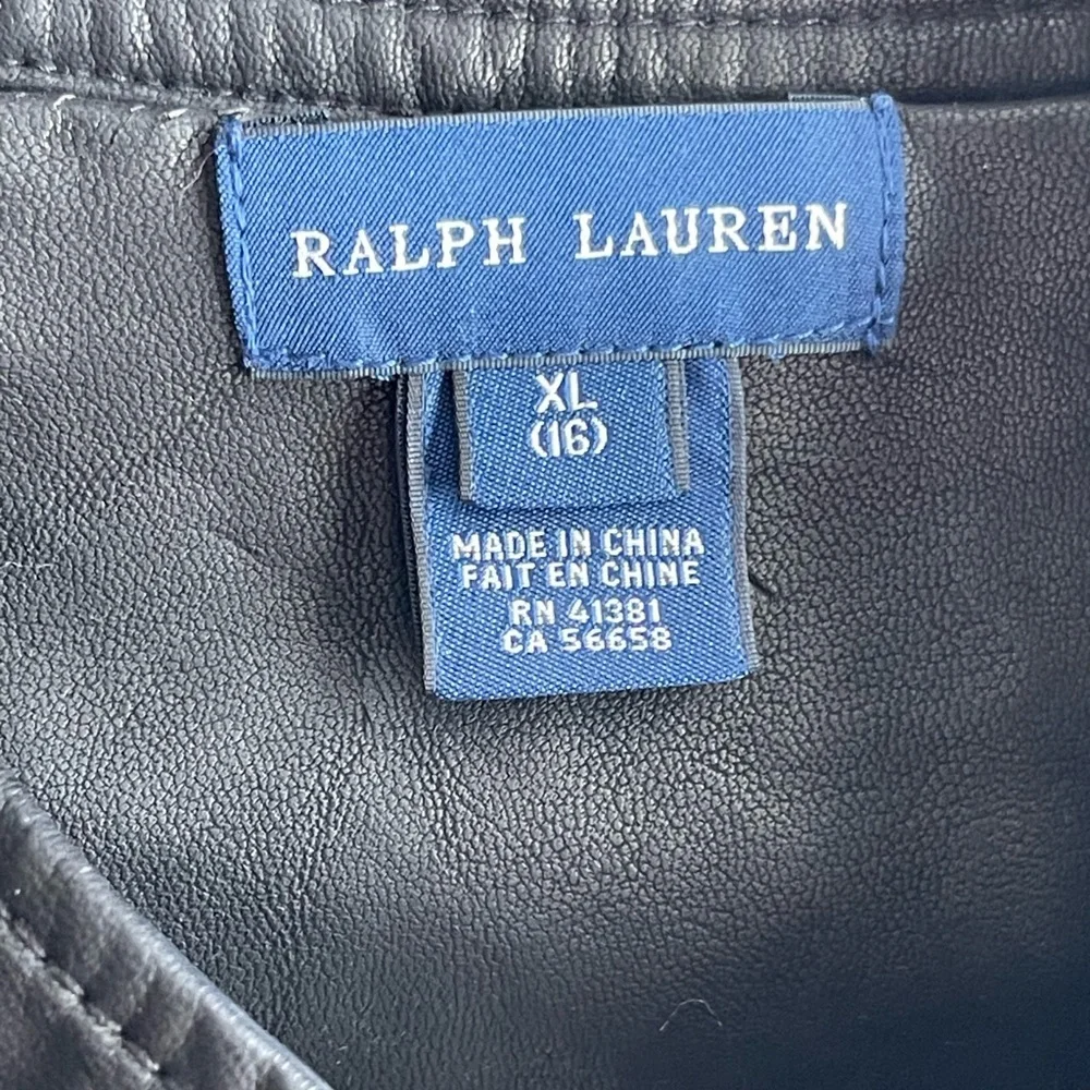 Polo Ralph Lauren Girls' XL Black Vegan Leather Moto Jacket